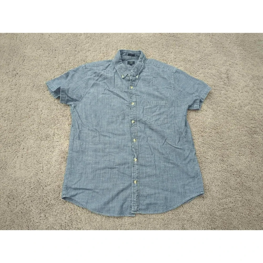 J Crew Button Down Shirt Mens Large Chambray Slim Fit Casual